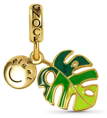 Produktbild von Gnoce Charm Anhänger Monstera ESC044 Silber vergoldet