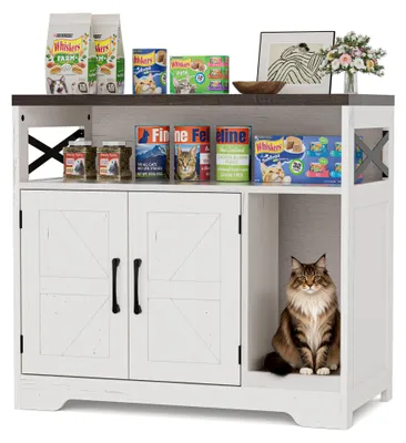 Katzenklo-Schrank mit Kratzmatte, 79x43x72,5 cm, weiß