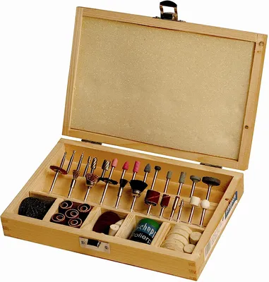 Image de Kit d'accessoires Scheppach avec coffret en bois | 103 pièces | Embouts / kit d'outils pour scie à découper Scie de modélisme Scheppach DECO-FLEX