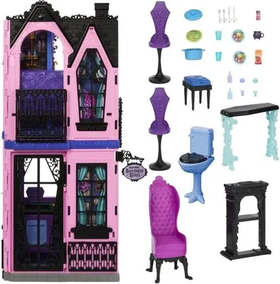 Zdjęcie produktu dla Domek dla lalek Monster High Hôtel Bouh-tique, Składany, Z akcesoriami, Od 4 lat
