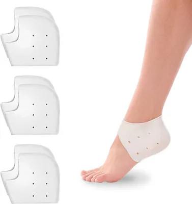 Produktbild von Paar Silikon-Fersenschoner, verstellbare, atmungsaktive Fersenpolster, feuchtigkeitsspendende Gel-Fersenschoner zur Schmerzlinderung bei Plantarfasziitis, Sehnenentzündung und Fersensporn.