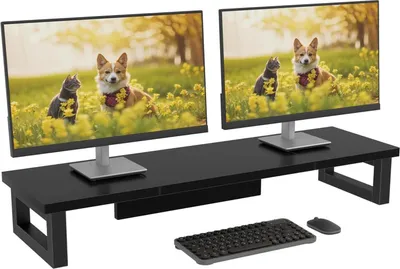 Produktbild von MonitorerhöHung für 2 Monitore, 91x26cm Bildschirmerhöhung Schwarz