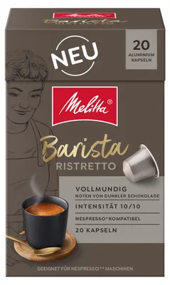 Zdjęcie produktu dla Kapsułki do kawy Melitta Barista Ristretto, 20 sztuk, przeznaczone do systemu Nespresso®