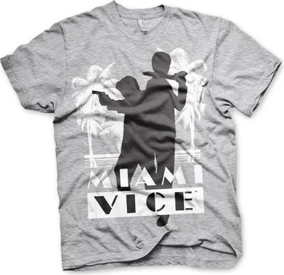 Produktbild von Miami Vice Silhuettes T-Shirt - Medium - Heather-Grey