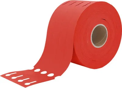 Zdjęcie produktu dla Etykiety szczelinowe CombiCraft czerwone 250x25mm do drukarek termotransferowych - rolka 1500 sztuk