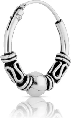 Produktbild von Bali Creole einzel Ohrring 12mm aus 925 Sterling Silber Mittelalter Gothic 1796