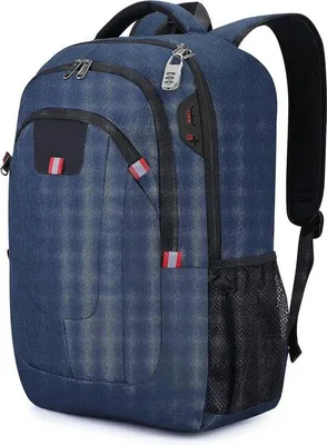 Immagine prodotto di Zaino impermeabile antifurto per laptop da 17,3 pollici (44 cm), borsa da lavoro con porta USB per uomini e ragazzi, blu, 33 x 22 x 49 cm