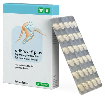 Produktbild von Arthrovet plus 90 Tabletten mit Grünlippmuschel Teufelskralle Hund Katze Gelenke