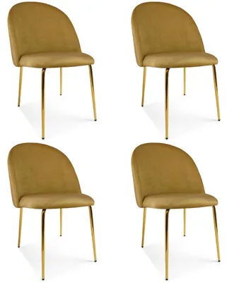Immagine prodotto di Leobert Inca Set Di 4 Sedie Da Pranzo Imbottite - Velluto Giallo Senape, Gambe In Metallo Dorate