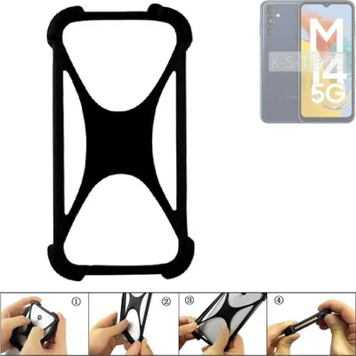 Produktbild von K-S-Trade Handy-Hülle Schutz-Hülle kompatibel mit Samsung Galaxy M14 5G Silikon Bumper TPU Softcase  Smartphone Stoßschutz, schwarz