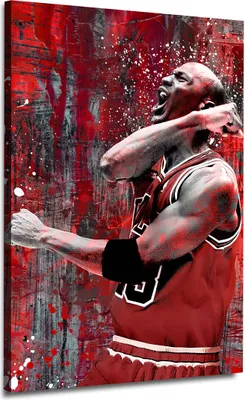 Produktbild von Basketball Spieler Jubel Rot Pop Art Leinwandbild Wandbild: 40x60x2cm