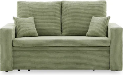 Produktbild von Sofa AIKIDO 150x85 - mit schlaffunktion - Farben zur Auswahl - modernen Sofa - mit Bettkasten - Moderner Cordstoff - Stoff POSO 047 Olivgrün