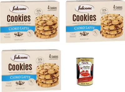 Produktbild von FALCONE Cookies Cioko Latte, Kekse mit Milchschokoladenstückchen 3x 200g + Italian Gourmet polpa 400g