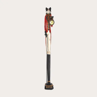 Image de KEYHOMESTORE | Statue de chat avec horloge en résine, H. 143 cm