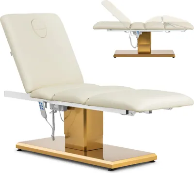 Obrázek produktu pro Expondo physa Elektrické kosmetické lehátko – 3 motory – 300 W – 190 x 65 x 60 – 76 cm – 200 kg – krémová/zlatá