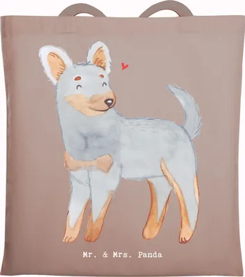 Produktbild von Mr. & Mrs. Panda Tote Bag Prager Rattler Lebensretter - Braun Pastell - Geschenk, Schultasche, Pincher, Tasche, Shopping, Jutebeutel, umhängebeutel