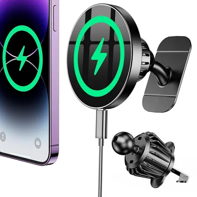 Zdjęcie produktu dla Automatyczny uchwyt magnetyczny MagSafe z funkcją ładowania 15W, kompatybilny z modelami iPhone 12-17