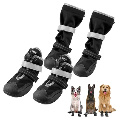Hundeschuhe 4er-Pack, wasserdicht, rutschfest, Größe 5, schwarz