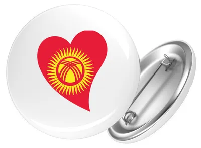 Produktbild von Huuraa Button Kirgisistan Flagge Herz 25mm rund mit Sicherheitsnadel Ansteckbutton Geschenkidee
