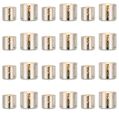 Immagine prodotto di Portacandele in vetro - 24 pezzi, argento, altezza 4 cm e 5 cm