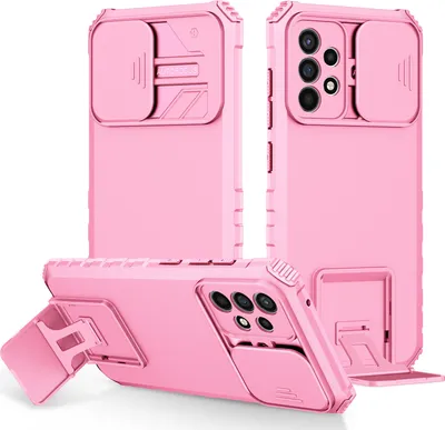 Immagine prodotto di Custodia per Samsung Galaxy A52S 5G / A52 5G / A52 4G robusta a doppio strato, protezione militare con kickstand e protezione fotocamera scorrevole Rosa