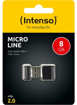 Obrázok produktu pre Intenso Micro Line, 8 GB, USB Typ-A, 2.0, 16,5 MB/s, Čiapky, Čierna