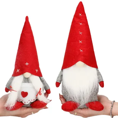 Produktbild von SPRINGOS Weihnachtswichtel Lady mit Schürze Dekofigur für Weihnachten Valentinstag 27 cm Heimdekoration