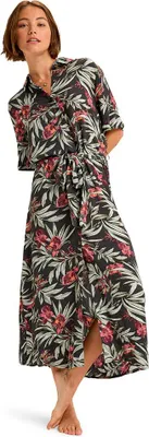 Produktbild von Roxy Island Escape Printed Kurzarm Midi-kleid Schwarz L Frau Schwarz L