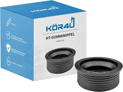 Produktbild von Kör4u Siphon-Dichtung für Waschbecken – 50 x 32 mm – Schwarz – Manschette – Gummimanschette – Gummistutzen für Ablaufrohr