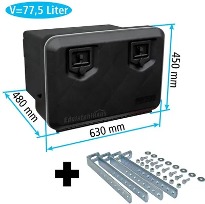 Produktbild von Daken W080 + z uchwytem pionowym VH401, skrzynka narzędziowa, skrzynka do przechowywania, skrzynka do przechowywania ciężarówek, skrzynka podłogowa, 630 x 450 x 480 mm, ok. 77,5 litra