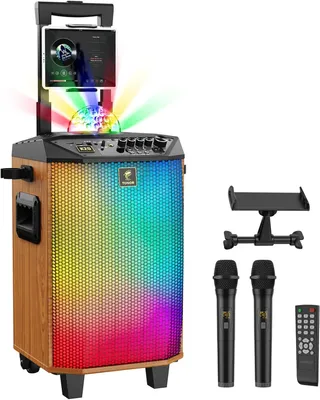 Obrázek produktu pro Karaoke pro dospělé, hnědá barva - Karaoke systém - Bluetooth reproduktor - PA systém - Partybox