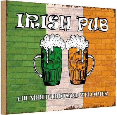 Produktbild von vianmo Holzschild 20x30 cm irish pub a hundred thousand Geburtstag Feiern Party