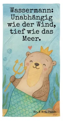 Produktbild von Mr. & Mrs. Panda Strandtuch Wassermann Astrologie Design - Weiß - Geschenk, Strandlaken, Reisehandtuch, Großes Badehandtuch, Geburtstagsgeschenk, Sternzeichen, Handtuch