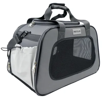 Produktbild von Mersjo Hundetasche Katzentransporttasche Explorer mit 3 Eingängen bis 8kg 49x31x28 cm Grau