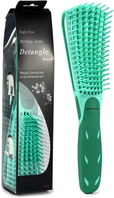 Zdjęcie produktu dla Szczotka do włosów Natural Hair Detangling Brush, do Afro włosów 3a do 4c, Zielona, Łatwe rozczesywanie