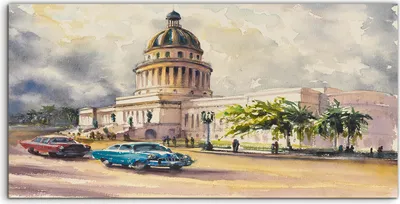 Produktbild von Coloray - Glasbild - 120x60 cm - Wandbild - Glasbilder - Alte amerikanische Oldtimer Fahrten