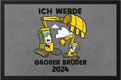 Produktbild von Ich Werde Großer Bruder 2024 Fußmatte Ankündigung Schwangerschaft Bruder Schwester Bagger Traktor Baustelle