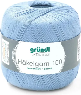Produktbild von Gründl Häkelgarn 100 Filethäkeln 100% Baumwolle 100g/566m NS 1,5-2 mm Stärke 10 hellblau (121)