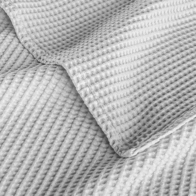 Produktbild von Unyqoos® leichte Baumwoll‑Waffeldecke, 100% Baumwolle, hellgrau – atmungsaktive Ganzjahresdecke für Bett & Sofa