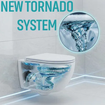Produktbild von BADLAND WC-Toilette Virvel: Schüssel Weiß mit Klosettsitz Slim Soft-Close Tornado System