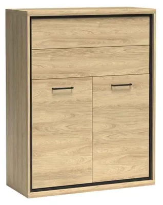 Produktbild von Masseno Kommode SYNDRA 92,2 cm Sideboard mit Schubladen und 2 Türen für Wohnzimmer Schlafzimmer Modern 92,2x41x120 cm Eichefarben