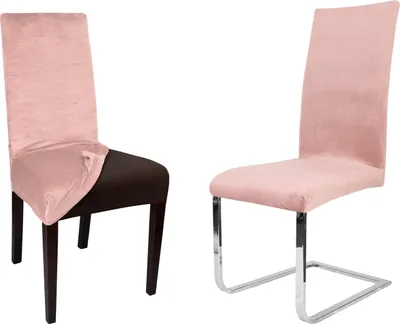 Produktbild von Beautex Lea Stuhlhussen Sets, Samt Mikrofaser Stuhlbezug, elastische Stretch Husse, Set Größe und Farbe wählbar,Stuhlhusse – kurz,Altrosa,6er Set