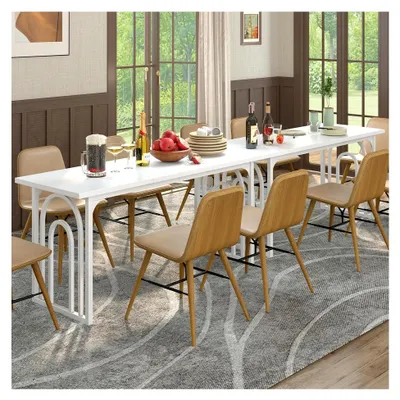 Produktbild von Esstisch 160 cm, Esszimmertisch mit Metallbogenstruktur, Rechteckiger Küchentisch für 6-8 Personen, Bartisch für Küche, Esszimmer, Restaurant, Weiß