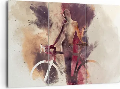 Produktbild von Bild auf Leinwand - Leinwandbild - Körper Mädchen Fahrrad Illustration - 165x110cm - Wand Bild - Wanddeko - Leinwanddruck - Bilder - Kunstdruck - Leinwand bilder - Wandkunst - CE165x110-3136