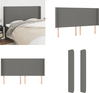 Produktbild von vidaXL Kopfteil mit Ohren Dunkelgrau 203x16x118/128 cm Stoff - Kopfteil - Kopfteile - Bett-Kopfteil - Bettkopfteil