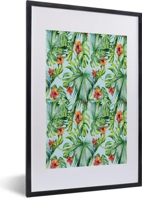 Produktbild von MuchoWow® MuchoWow® Gerahmtes Poster Blumen - Monstera - Orange 40x60 cm - Poster mit zchwarzem Bilderrahmen - Poster in Rahmen