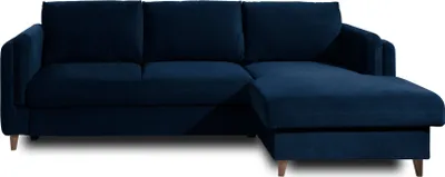 Produktbild von Lisa Design Brooke, Ecksofa rechts, mit Schlaffunktion und Bettkasten, 4-Sitzer, aus Samt , Nachtblau