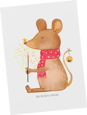 Produktbild von Mr. & Mrs. Panda Postkarte Maus Weihnachten - Weiß - Geschenk, Postkarten, bildkarte, Ansichtskarten, Grußkarte, Weihnachtsmotiv, Frohe, Mäuschen, Weihnachtsgruß