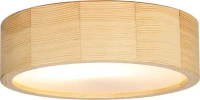 Immagine prodotto di ARBARO piccola lampada in legno da soffitto paralume in vetro basso abbagliamento Ø27cm plafoniera rotonda piatta soggiorno