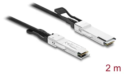 Produktbild von DeLOCK Twinax Kabel QSFP28 Stecker zu QSFP28 Stecker 100 Gbps 2 m, 2 m, Twinax, QSFP28, QSFP28